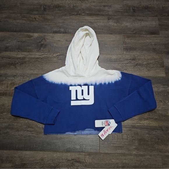 New York Giants NFL Girls Teens Cropped Hooded Sweatshirt New With Tags - Picture 1 of 3